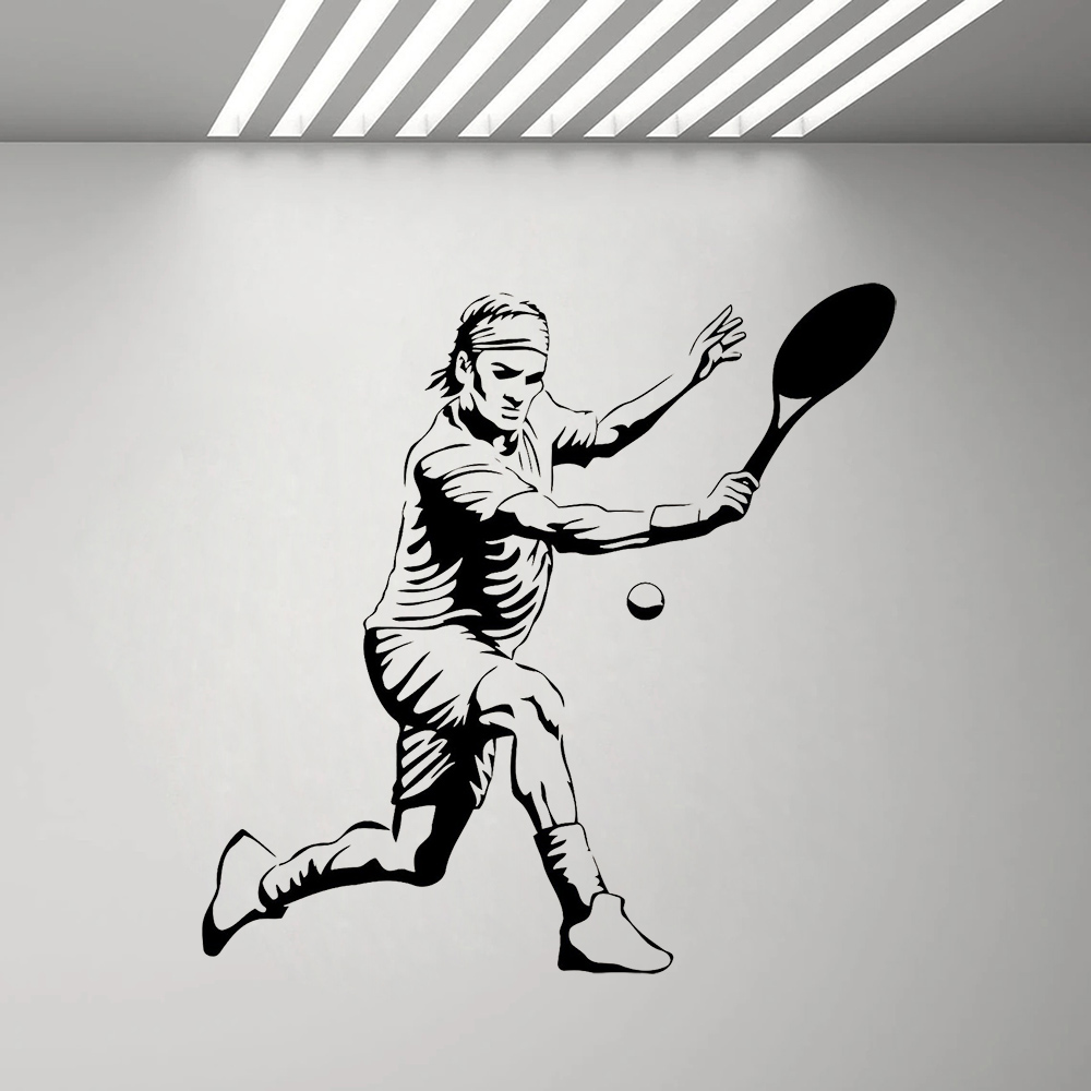 Home Gym Interior Design - Stiker Dinding Pemain Tenis Stiker Vinil