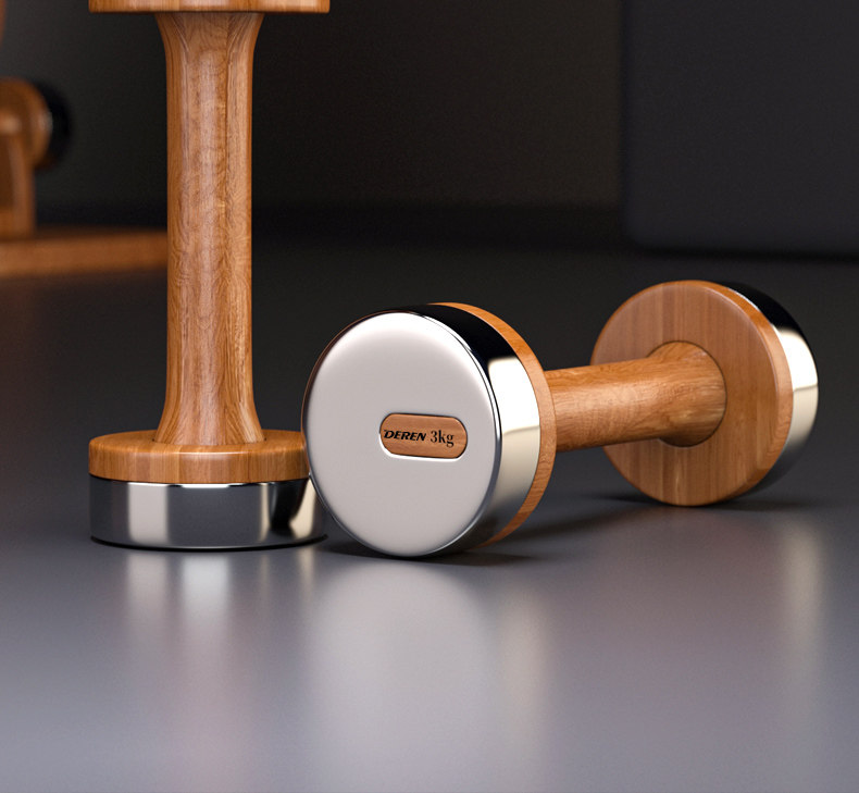 Home Gym No Equipment - Set Dumbbell Kayu & Baja yang
