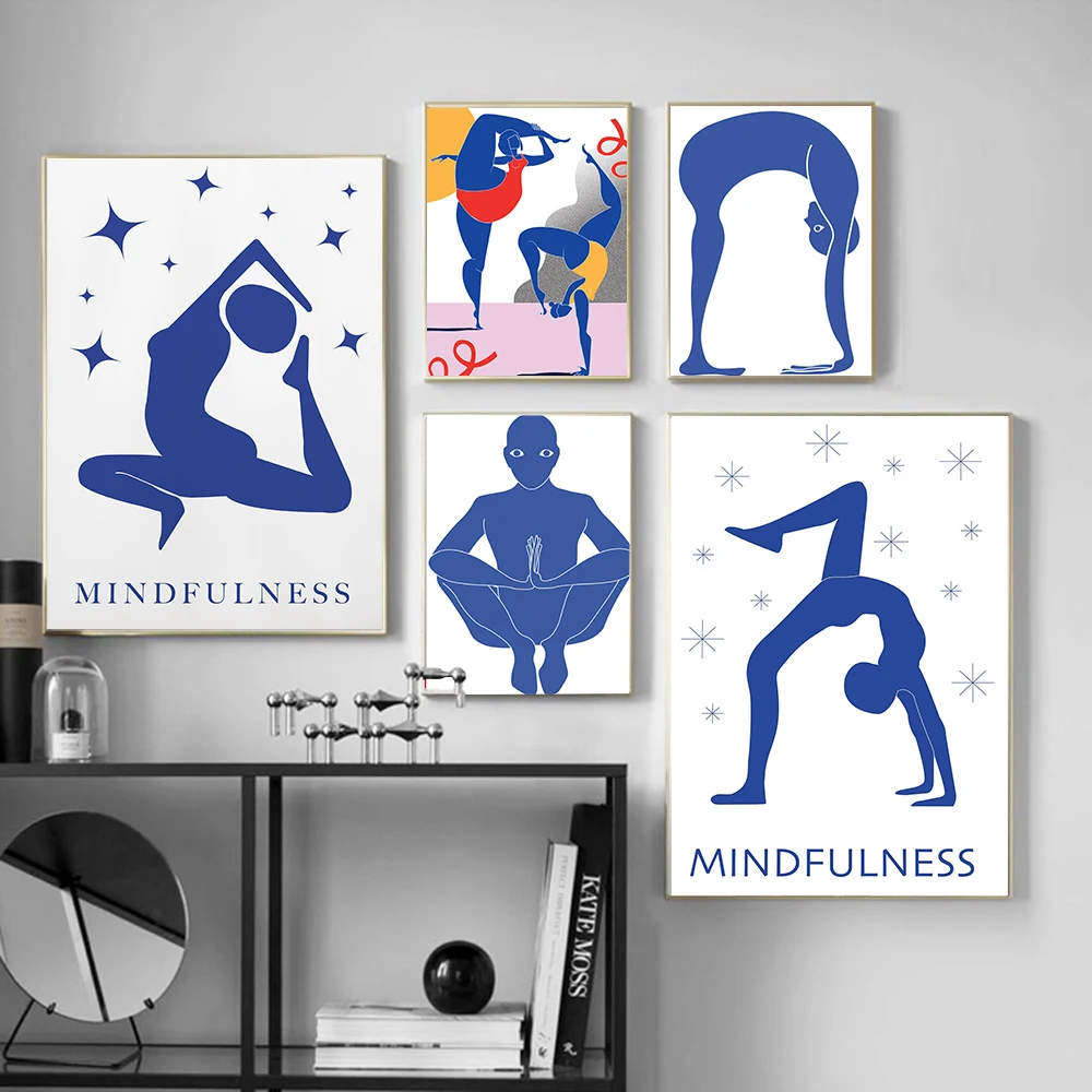 Home Gym Room - Poster Abstrak Pose Yoga Gym Latihan